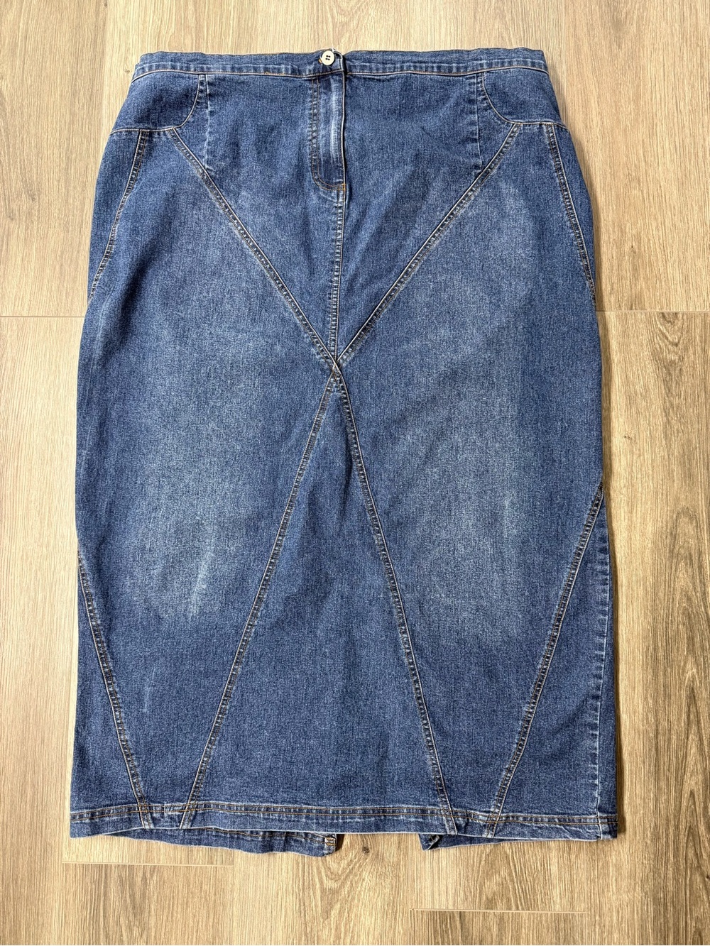 Zero 2 Nine Maternity Denim Midi Pencil Skirt XL Adjustable Waist Y2K Blue